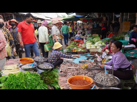 Cambodian Countryside Market Tours 2025 - Exploring Best Food Selling In Oudong Countryside Market