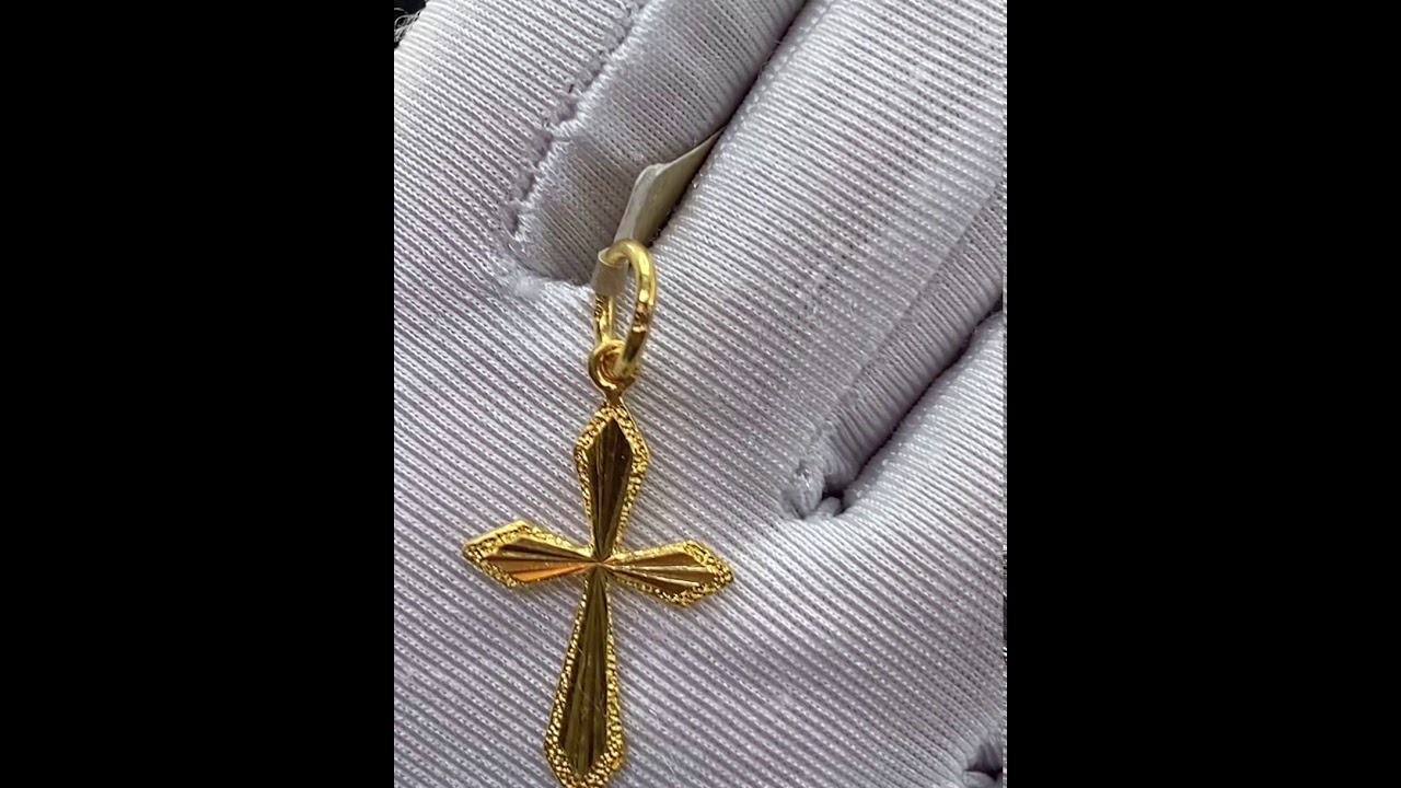 22k Pendant Solid Gold Simple Christian Cross High Polished Finished Design P925