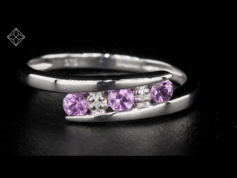 9K White Gold Diamond and Pink Sapphire Ring - E5755