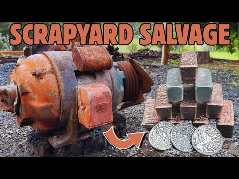 304 LB Motor Melt Copper Recovery - ScrapYard Salvage - ASMR Metal Melting - BigStackD