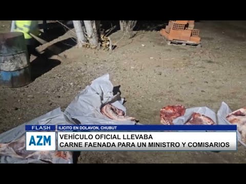 ILICITO EN DOLAVON, CHUBUT:VEHÍCULO OFICIAL LLEVABA CARNE FAENADA PARA UN MINISTRO Y COMISARIOS