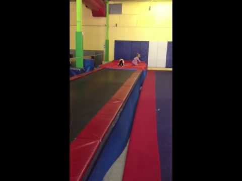 Carleigh and Tabitha running trampoline