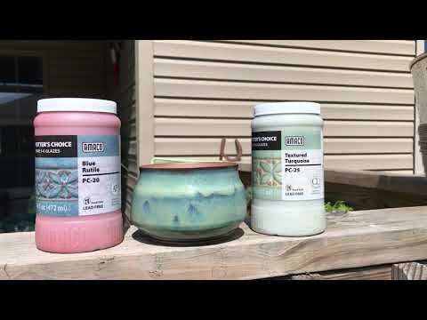 AMACO GLAZES -  Combo PC-25 Textured Turquoise and PC-20 Blue Rutile - Beginner Pottery