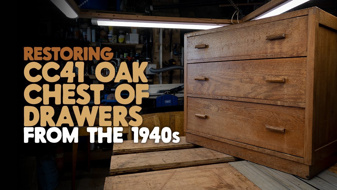 Watch video Restoring - CC41 Oak chest of drawers from the 1940s Now Restoring - CC41 Oak chest of drawers from the 1940s