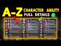 AtoZ All Characters Ability 2025 Free Fire All Characters Ability Full Details Character Ability