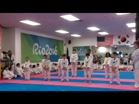Tyler's Belt Ceremony - Taegeuk Il Jang (Tyler is back row to the left)