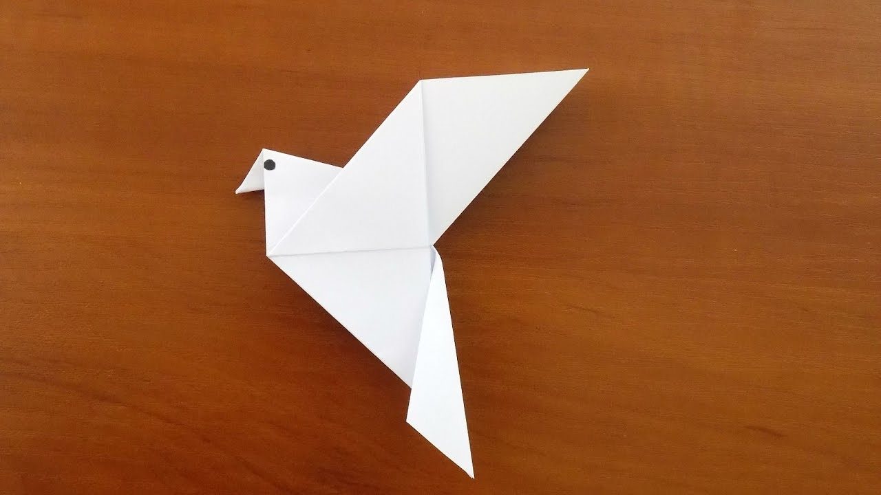 Птица голубь из бумаги - схема для начинающих