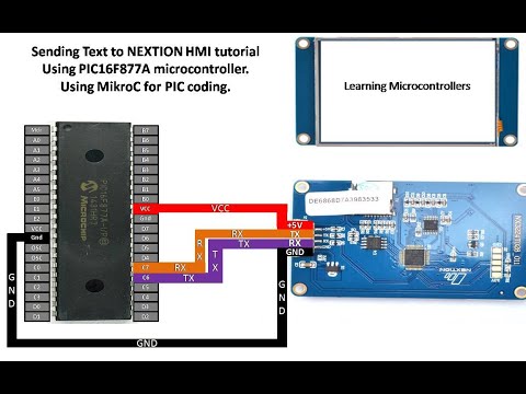 Tutorial HMI touchscreen Nextion con interfaccia PIC16F877A. Invio di testo tramite programmazion...