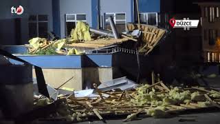 Düzce’de Kuvvetli Rüzgar Okulun Çatısını Uçurdu