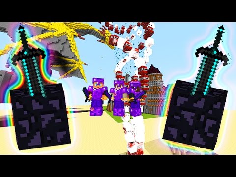 Minecraft: TORNADO MOD BATTLE CHALLENGE! (Obsidian Swords, TNT Tornado, Dragons, Epic Castles)