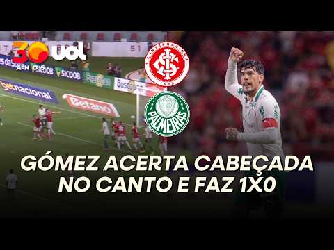 GUSTAVO GÓMEZ SOBE MAIS QUE DEFESA DO INTERNACIONAL E PALMEIRAS ABRE O PLACAR NO BEIRA-RIO; VEJA GOL