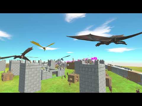 Dragon rider defend town from evil dragon  : Animal Revolt Battle Simulator