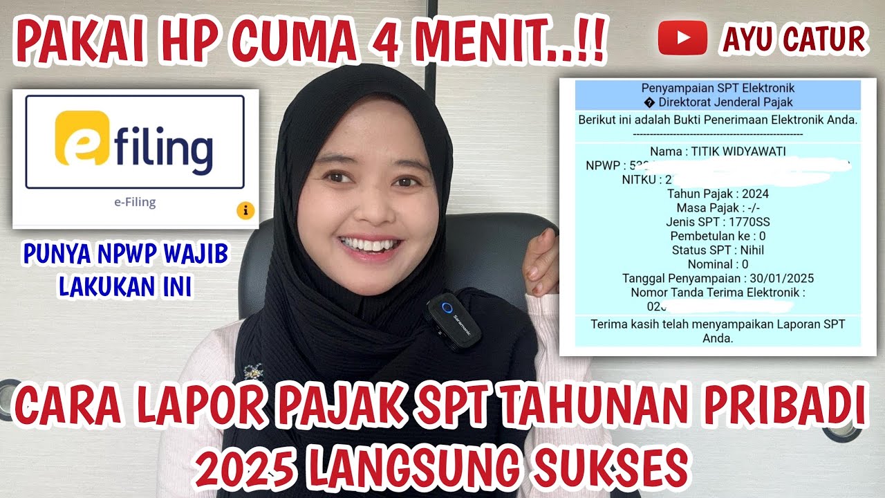 CARA LAPOR SPT TAHUNAN PRIBADI ONLINE 2025 PAKAI HP | TUTORIAL Efiling 2025 di DJP Online pakai hp