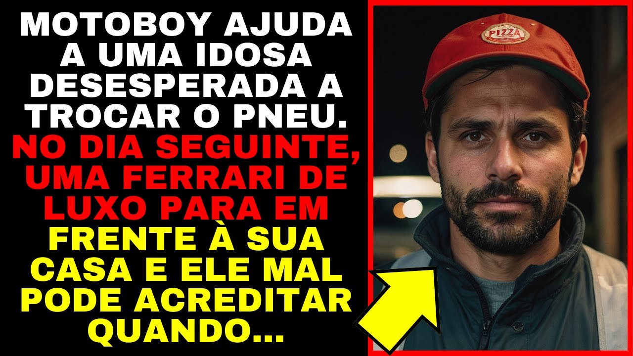 Motoboy Ajuda IDOSA DESESPERADA a Trocar o Pneu. No dia Seguinte,uma FERRARI DE LUXO em sua PORTA...