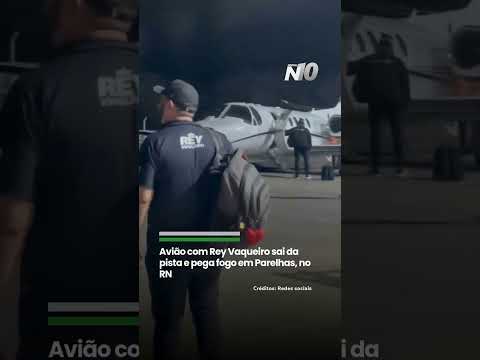 Avião com Rey Vaqueiro sai da pista e pega fogo em Parelhas, no RN