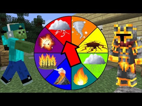 DANGEROUS DISASTER WHEEL OF FORTUNE !! SPAWN VOLCANO, EARTHQUAKE AND SINKHOLES !! Minecraft Mods