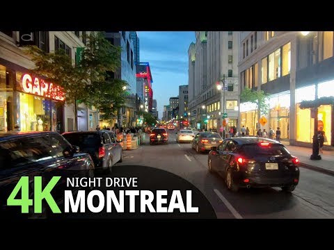 Montreal 4K60fps- Night Drive - Quebec, Canada