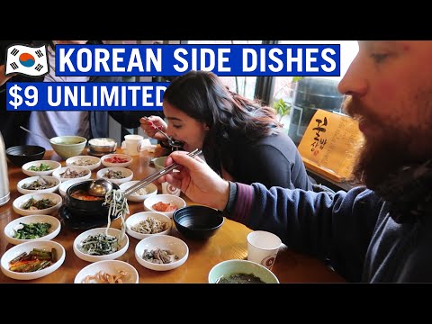 Explorando a comida coreana: acompanhamentos coreanos tradicionais ilimitados por US$ 9 (Banchan 반찬) VLOG 🇰🇷