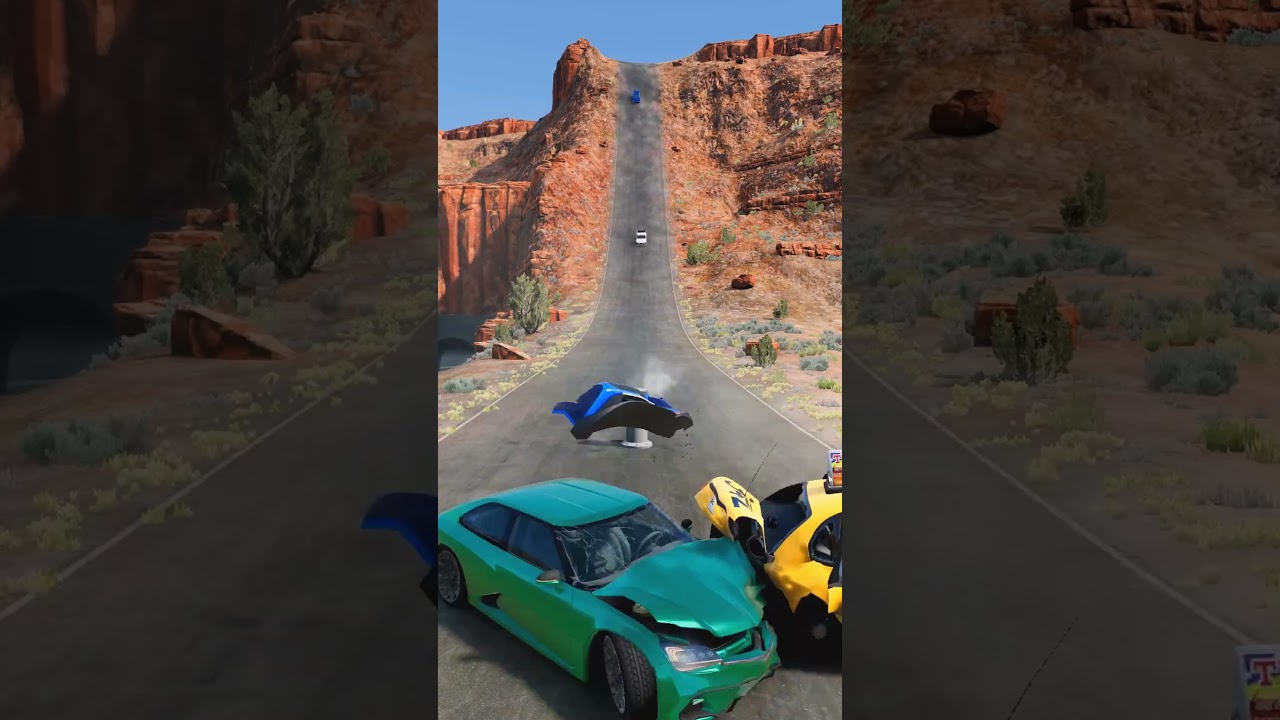 BeamNG: Cars vs. Instant bollard! #shorts #beamngdrive #experiment #bollard #crash #cars #ngzone