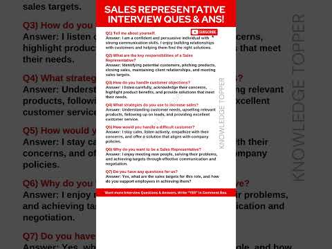 Sales Representative Interview Questions and Answers | Sales Interview Questions and Answers