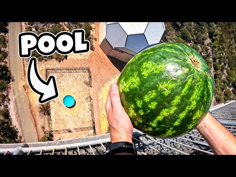Watermelon Vs Pool from 45m! Survive Or Smash?