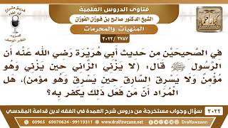 صورة [2787 -3022] في الصحيحين (لا يزني الزاني حين يزني وهو مؤمن) فهل المراد أن من فعل ذلك كفر؟