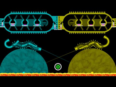 Worm Tank Battle - Ground Destruction - Marble Race in Algodoo