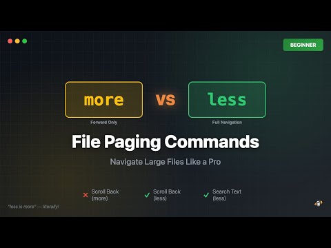 Linux Commands: more vs less - Which File Pager Should You Use? (Beginner Tutorial)