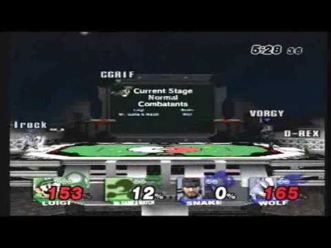 Brawl - Baron (Luigi) & Derk (Game & Watch) vs Vorguen (Snake) & Vash (Wolf) 2