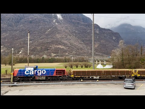 #454# TRENI MERCI - Trasferimento carri mattutino a Claro! #alptransit 