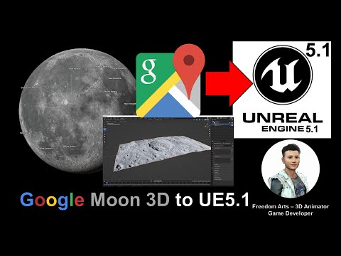 Google Moon 3D to Unreal Engine 5.1 Terrain - Full Tutorial