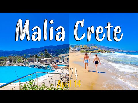 Malia Crete, walking through beaches, resort and town of Malia, Greece 2024