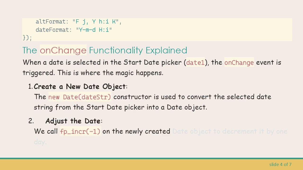 How to Set End Date Based on Start Date with Flatpickr in JavaScript