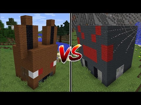 Minecraft SPIDER HOUSE VS BAT HOUSE MOD / BUILD BATTLE WITH MOB HOUSES !! Minecraft