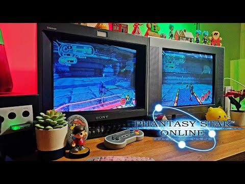 Phantasy Star Online Episodes I & II GameCube / Wii coop longplay on SCHTHACK servers and 2 CRT TVs