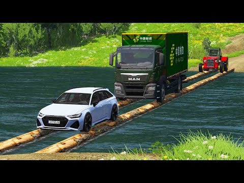 Cars vs Longest Log Bridge  - BeamNG.drive