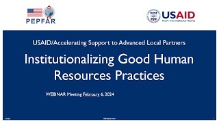 Institutionalizing Good Human Resource Practices