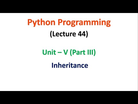 Python Programming Unit 5 Inheritance Part 3
