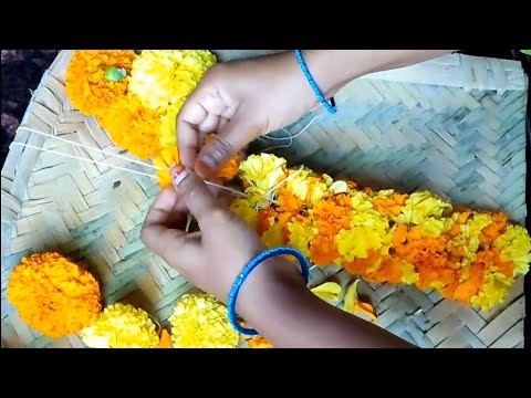 Very Easy Trick To Make Marigold Flower Garland//bhanthi Poola Mala/malai//Bhanthi Flowers//Flower