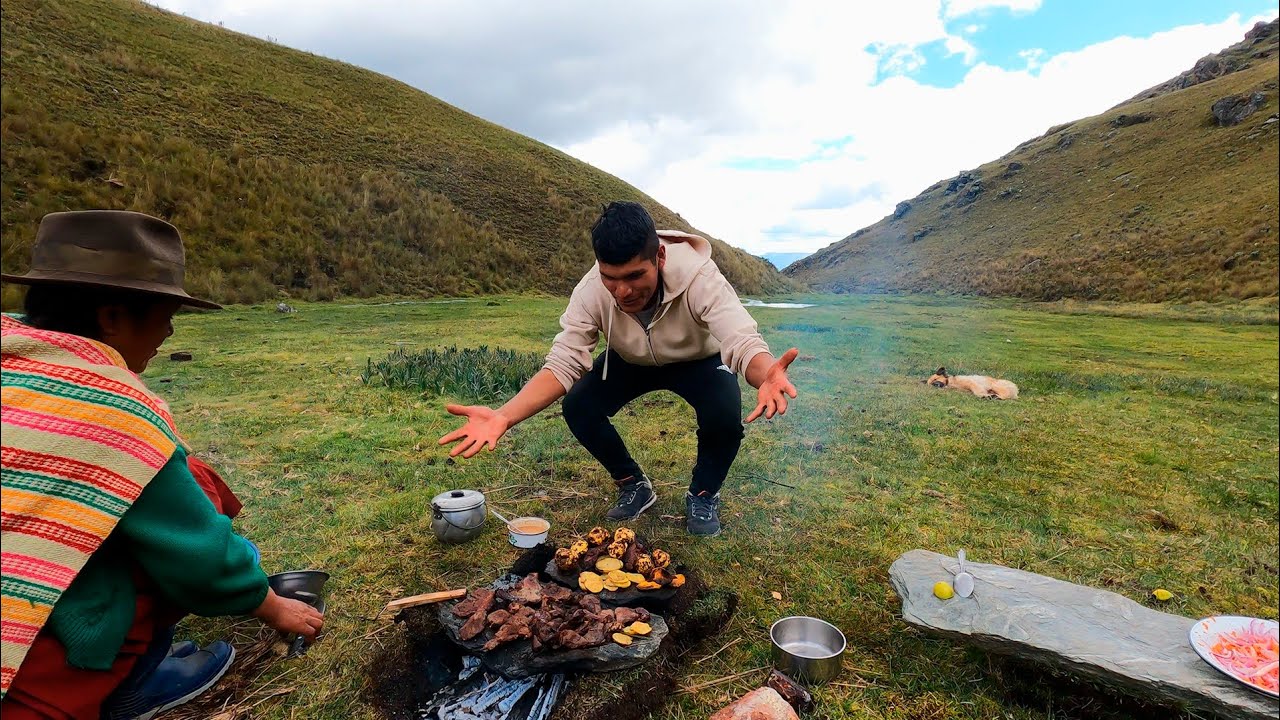 Hoy preparé carne asado en piedra, al estilo de nuestros antepasados.