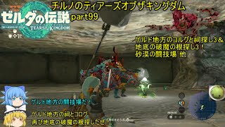 【ゼルダの伝説 ティアーズオブザキングダム】 チルノのティアーズオブザキングダム part99 ゲルド地方のコルグと祠探し3＆地底の破魔の根探し3！砂漠の闘技場 他【ゆっくり実況】