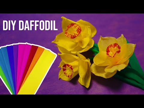 How To Make Daffodils Paper Flower From Crepe Paper - Craft Tutorial