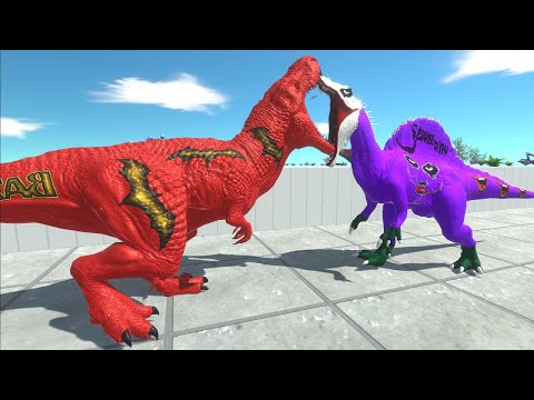 DEATH RUN - BATMAN T-REX vs JOKER SPINOSAURUS Animal Revolt Battle Simulator