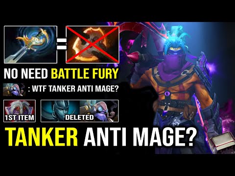 WTF Tank Anti Mage 1st Item Vanguard No Need Battlefury with Echo Sabre + Skadi Slow Dota 2