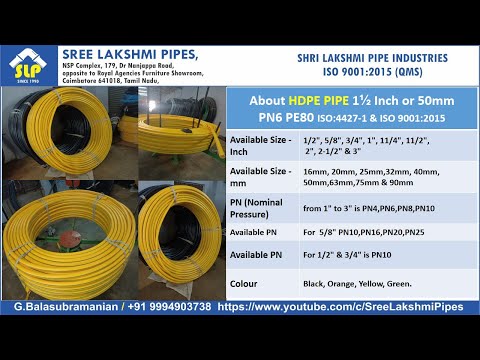 HDPE PIPE 1-1/2" (1.5 Inch) OR 54mm, PN6, PE80