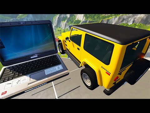 High Speed Car Jumps Over Computer - Beamng Drive