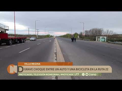 Villa Regina: grave choque entre un auto y una bicicleta en la Ruta 22