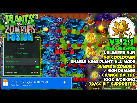 PvZ (Plant vs Zombies Fusion) MOD MENU v3.2.1 | MOD APK | UNLOCK ALL PLANT | SPAWN ZOMBIE & PLANT