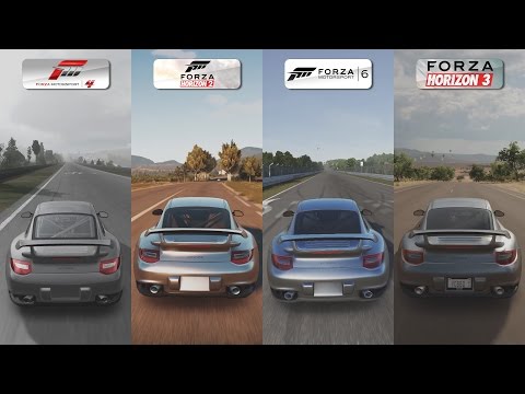 Forza 4 vs Forza Horizon 2 vs Forza 6 vs Forza Horizon 3 -  Porsche 911 GT2 RS Sound Comparison