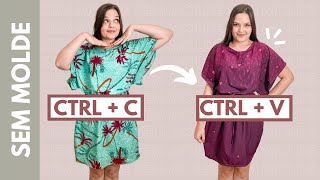 COMO COSTURAR VESTIDO FACIL E SOLTINHO SEM MOLDE - vestido facil para iniciantes com manga japonesa